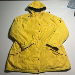Yellow Nordstrom Hooded Rain Jacket Womens 2X Fleece Lined Vintage Y2K Parka